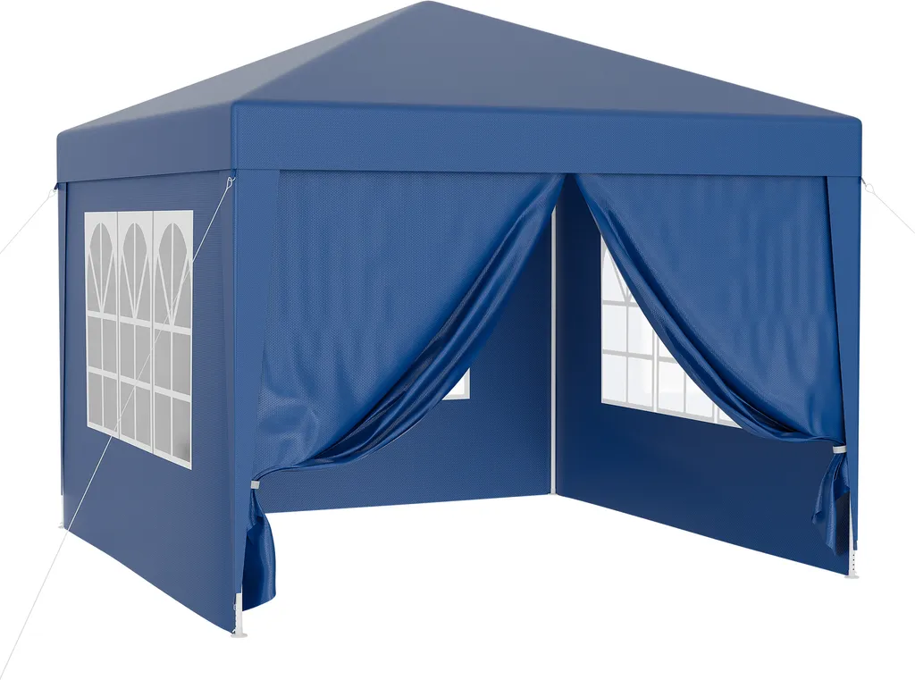 Gazebo da Giardino Wiltec 3x3m Blu Impermeabile UV50+ per Eventi