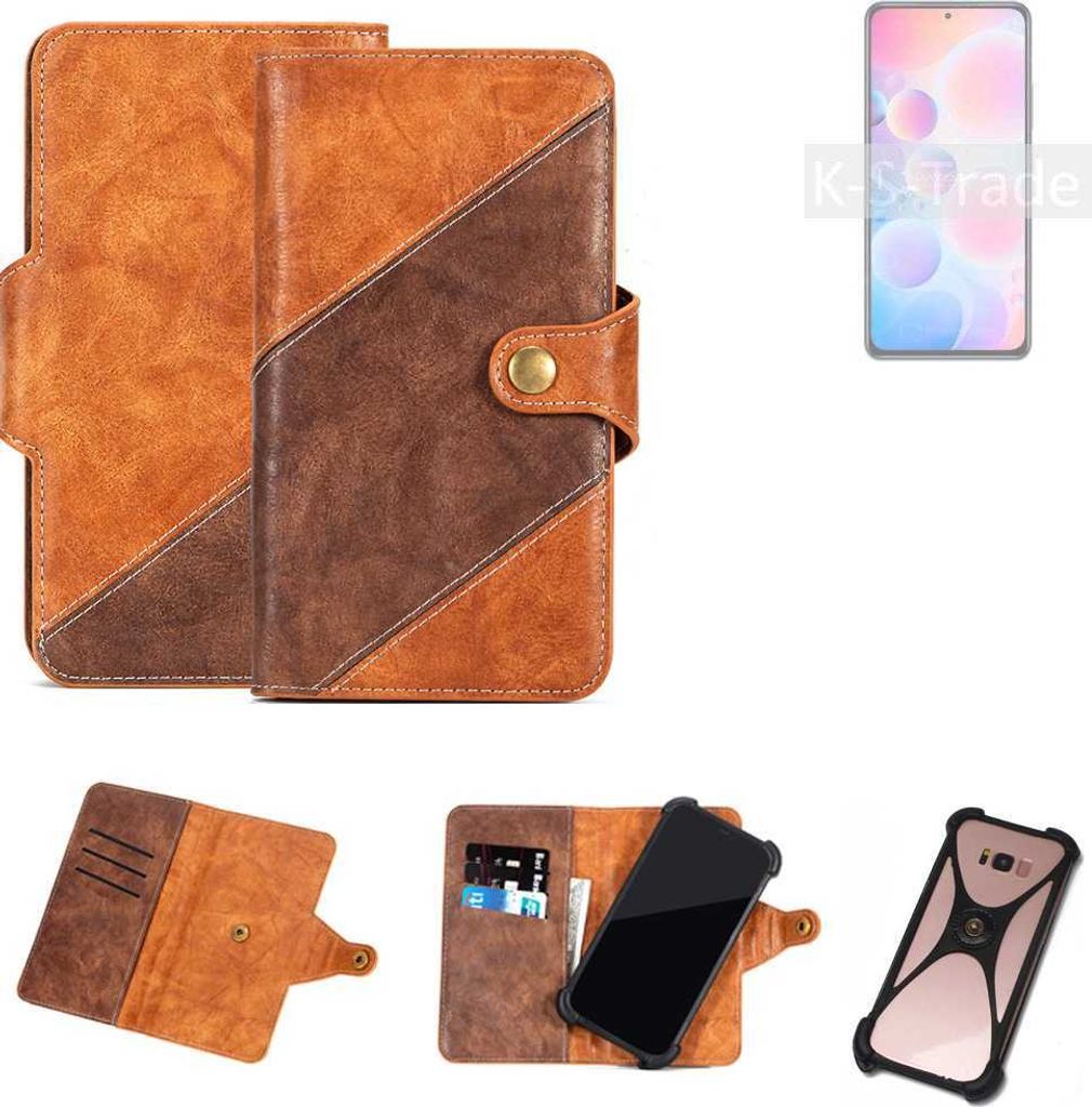 K-S-Trade Handyhülle Schutzhülle Bookstyle Case Wallet-Case kompatibel mit Xiaomi Mi 11X Cover Klapphülle Kantenschutz Smartphone dunkelbraun braun