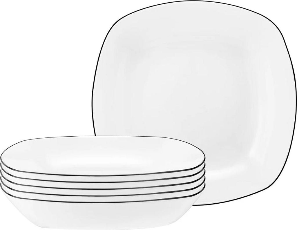 Seltmann Weiden Lido Black Line eckig Suppenteller 21 cm 6er Set