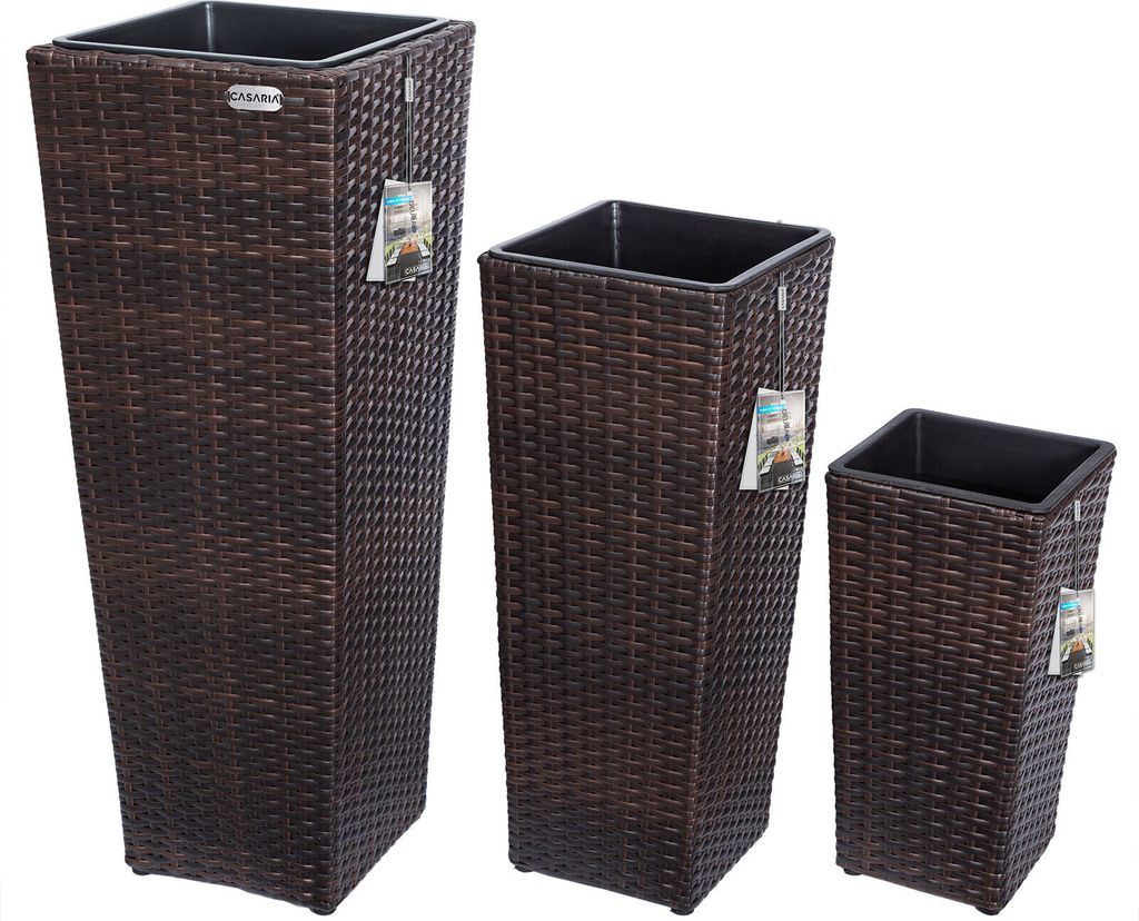 CASARIA® Set di 3 Vasi da Fiori in Polyrattan Intrecciato Immagine del prodotto 
