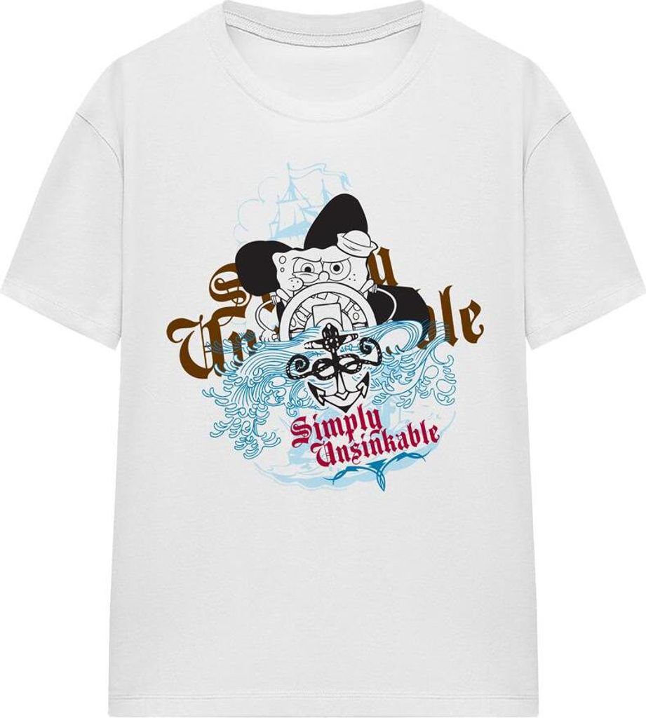 SpongeBob SquarePants - "Simply Unsinkable" T-Shirt für Herren/Damen Uni TV16002 (L) (Weiß)