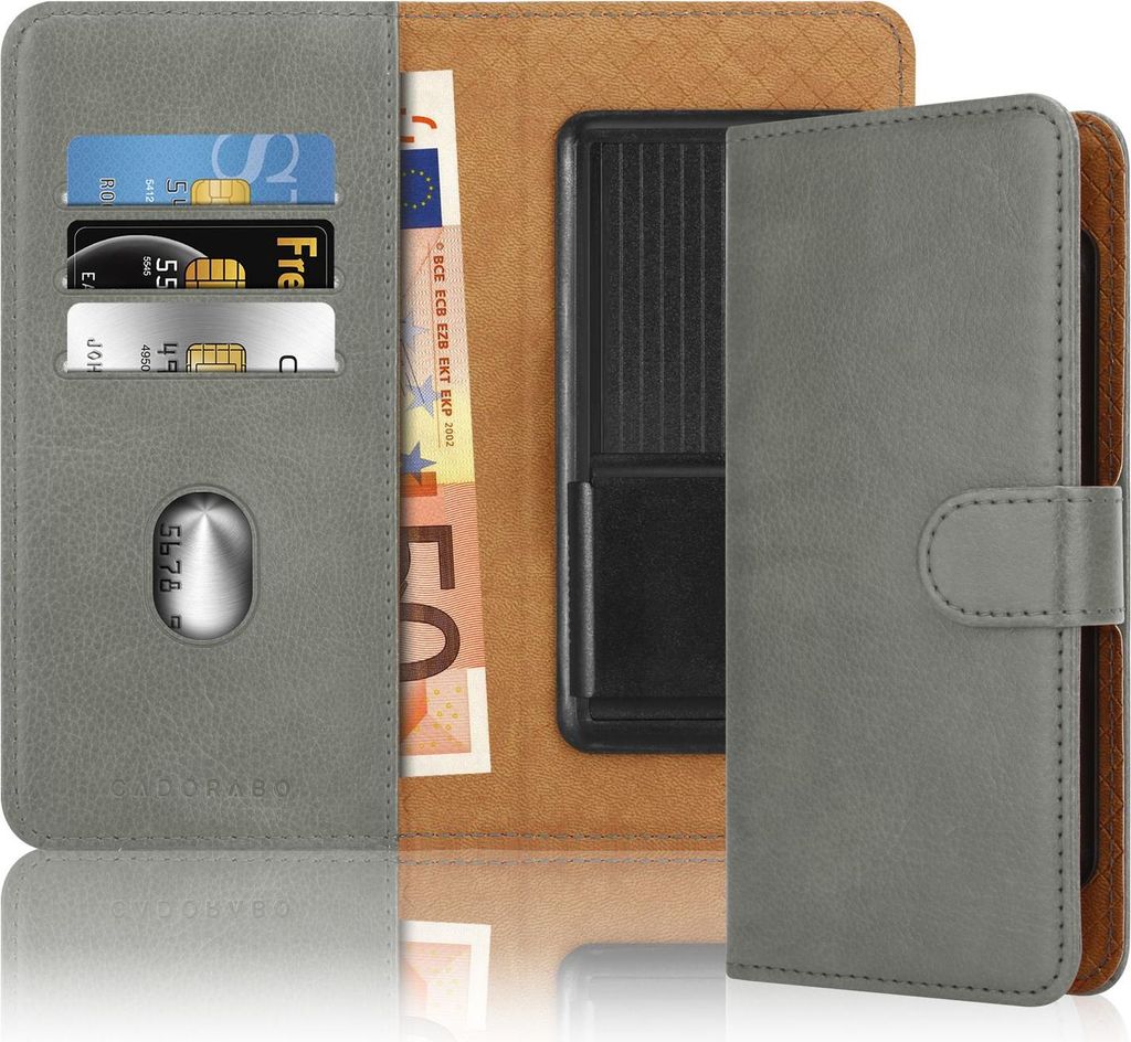 Cadorabo Hülle für Samsung Galaxy XCover 3 Handyhülle in GRAU mit Kartenfach, 360 Grad Schutzhülle zum klappen- Flip Case Book Cover Kunstleder...