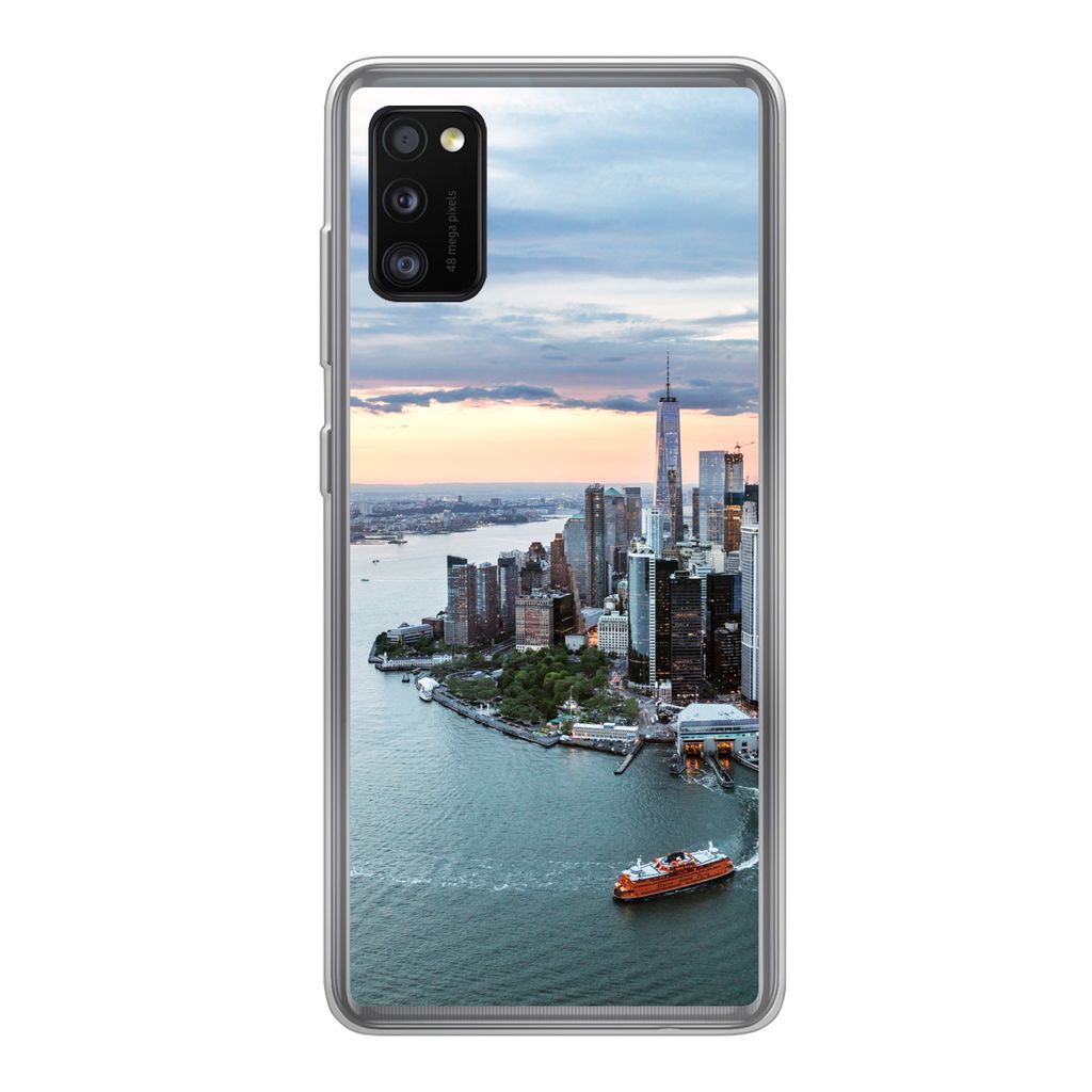 MuchoWow Handyhülle Schutzhülle Hülle für Samsung Galaxy A41 Luftaufnahme von New York Silikon Softcase Handy Hülle - Mobiltelefon