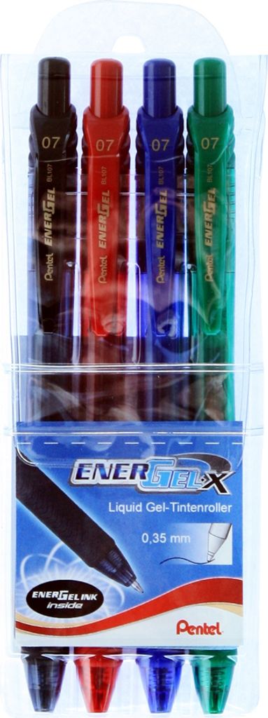 Pentel Liquid Gel Tintenroller EnerGel-X BL107 4er Etui