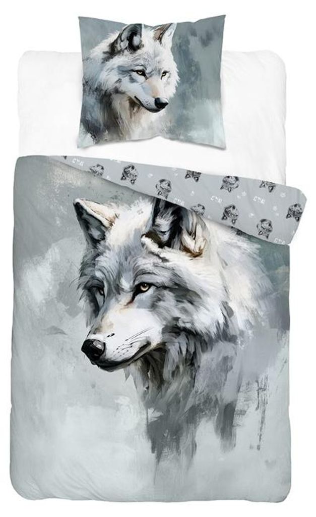 Bettwäsche, Baumwollbettwäsche für Kinder 160x200 5699a Wolf