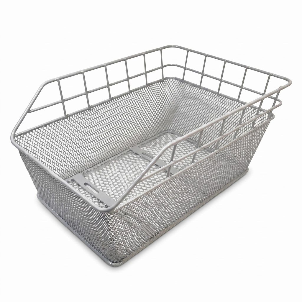 Fahrradkorb XXL Schultaschenkorb Einkaufskorb Gepäckträgerkorb 45x29,5x21 cm, Farbe:silber