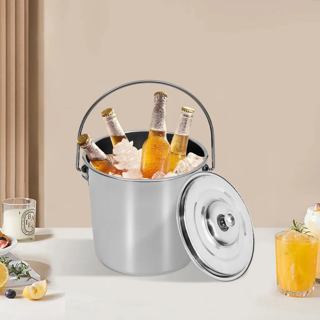 Seau de cuisine 12L en inox pour stockage alimentaire et transport