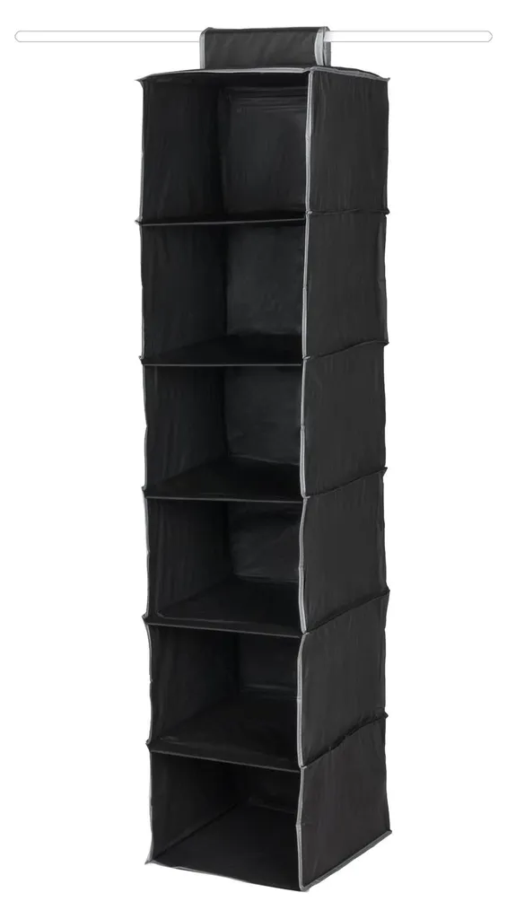 Rangement pulls anti-déformation Cosmos Noir à 6 cases pour penderie