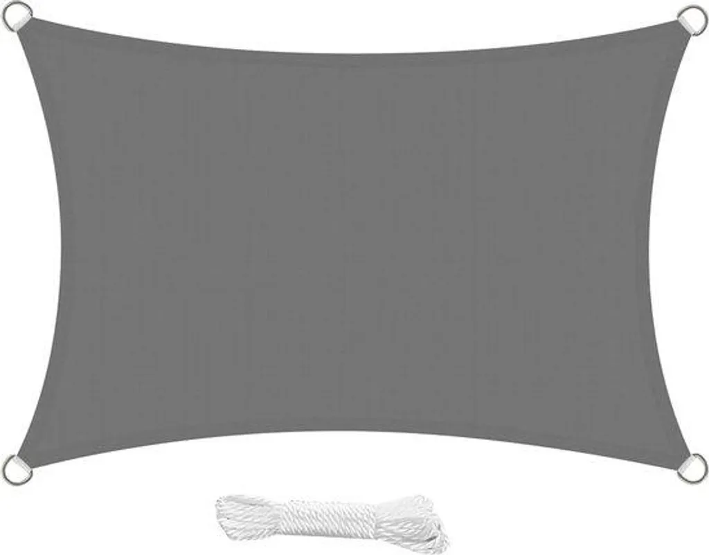 Voile d'ombrage pour cour et pergola 2x3 m en polyester gris étanche
