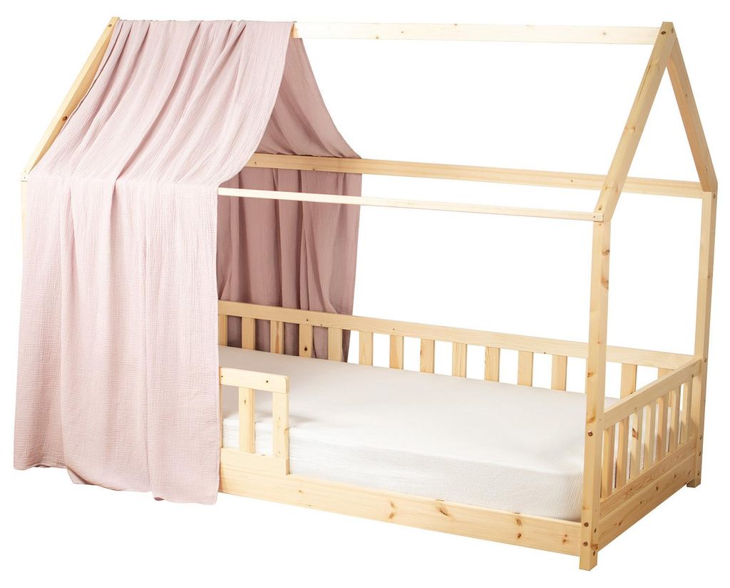 Bettbaldachin Hütte Baumwollgaze Jeanne - 130x420 cm - Rose | by SEVIRA KIDS