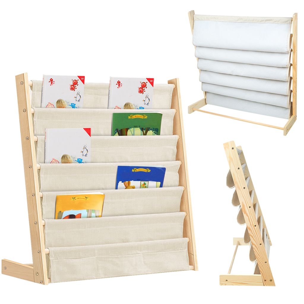 Bücherregal für kinder 75x30x76cm aus Baumwolle Leinen und Produktbild 
