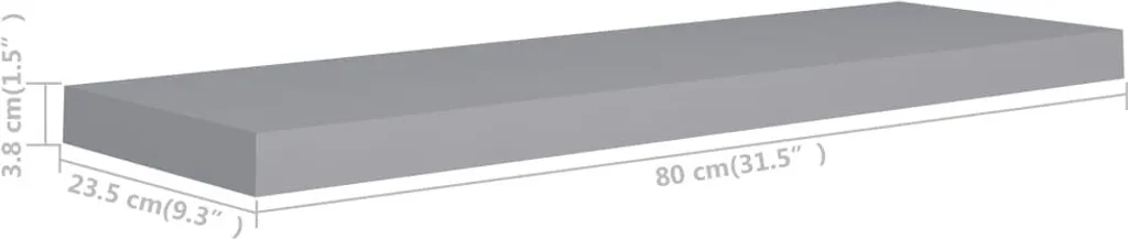 Set 4 Mensole a Muro Grigio 80cm vidaXL - Arredo Sospeso Design - 9
