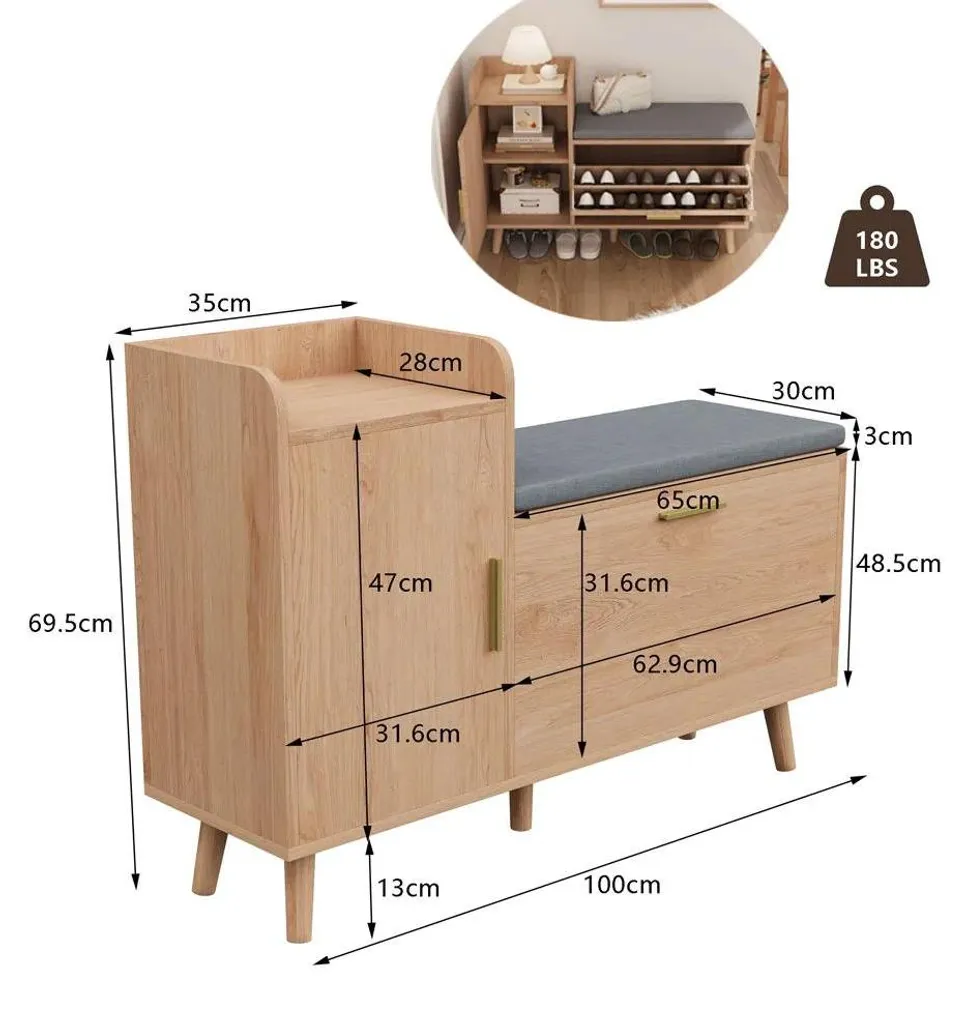 Armoire à chaussures design moderne D avec tablettes ajustables - 2