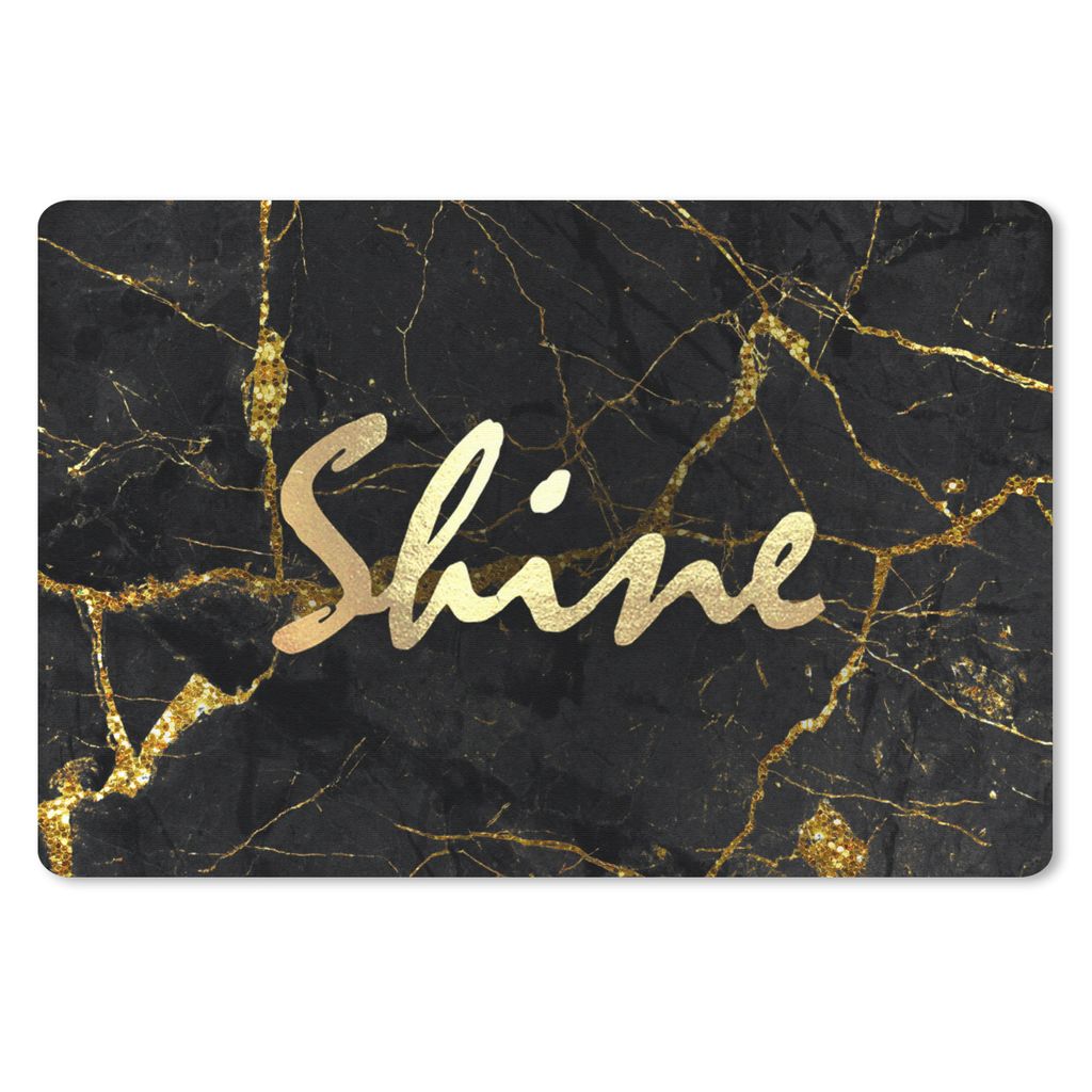 MuchoWow Schreibtischunterlage Zitat - Glänzen - Gold - Marmor 60x40 cm - XXL Mauspad - Großes Mauspad