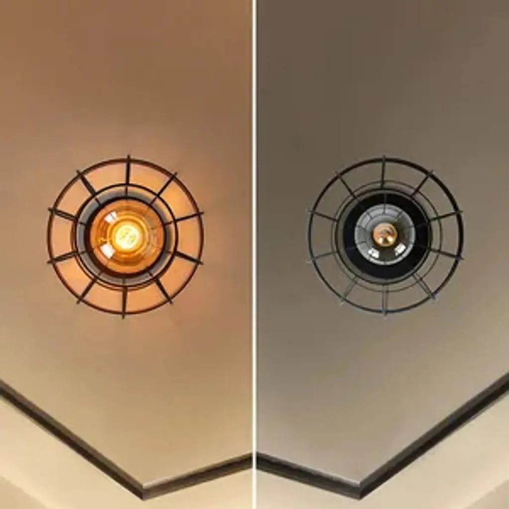 Plafonnier Rétro Noir pour Plafond Bas Solution Éclairage Industriel E27