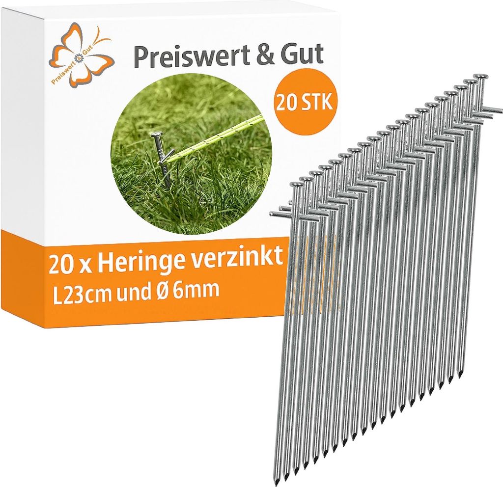20x Heringe verzinkt L23cm und Ø6mm Zeltheringe mit Produktbild 