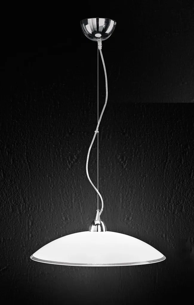Suspension Réglable en Verre Blanc 45 cm - Luminaire E27 Hauteur 120cm