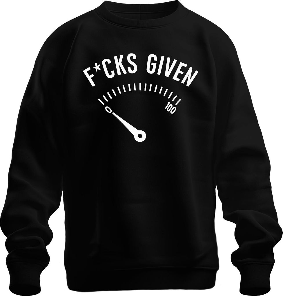 F*CKS GIVEN sarkastisch frech humor gelassenheit nullsorgen witzi Uni Sweatshirt Pullover, Schwarz, S