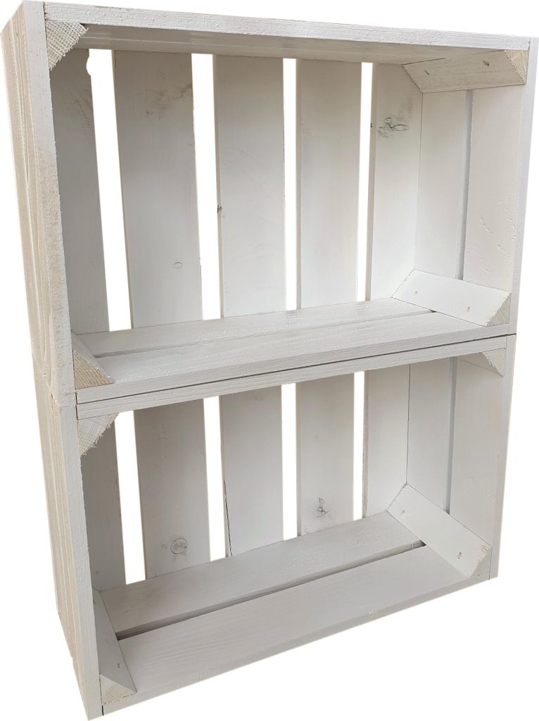 2er Set Weiß Holzkisten 25 x 40 x 30 cm massive Weinkisten in vielen Farben zur Auswahl Holz Kisten Obstkisten Apfelkisten, holzregal.