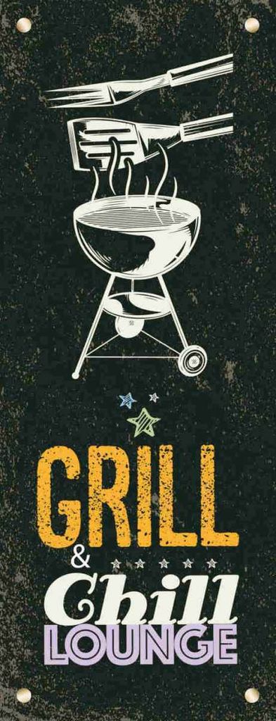 vianmo Holzschild 27x10 cm Grill & Chill Lounge 5 Sterne Essen Trinken
