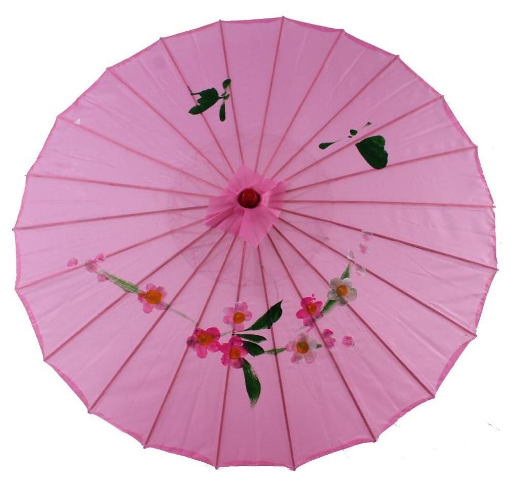 Sonnenschirm 105 rosa pink Dekoschirm aus Kunstfaser wasserfest Bambus Ø 84cm