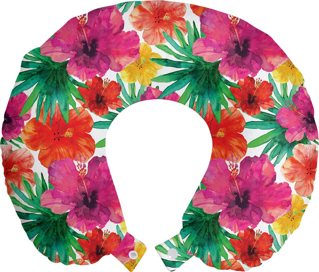 ABAKUHAUS Bunt Reisekissen Nackenkissen, Lively Tropical Forest, Schaumstoff Reiseartikel für Flugzeug und Auto, 30x30 cm, Mehrfarbig