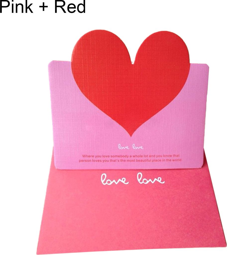 Begrüßungskarte faltbare visuelle Effektpapier kreativer Herzmuster Segen Karte für den Valentinstag-Rosa + Rot