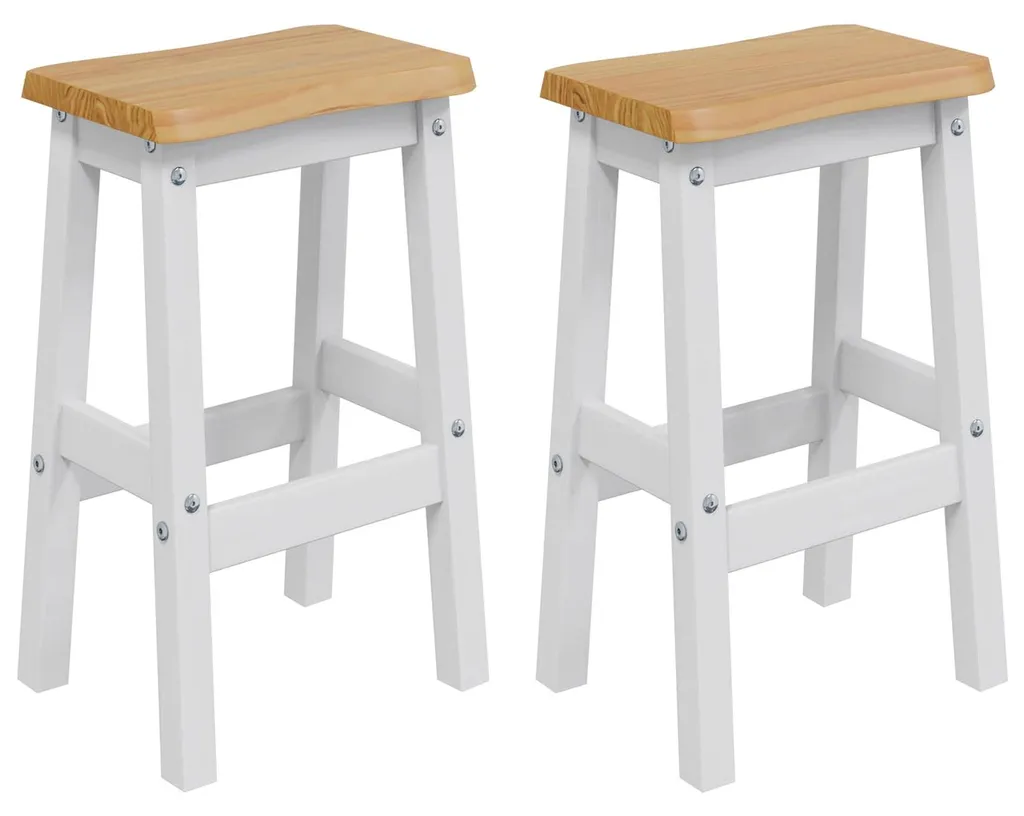 Tabouret de Bar pour Îlot Central Cuisine Blanc 63cm Lot de 2 Modèle EKAI