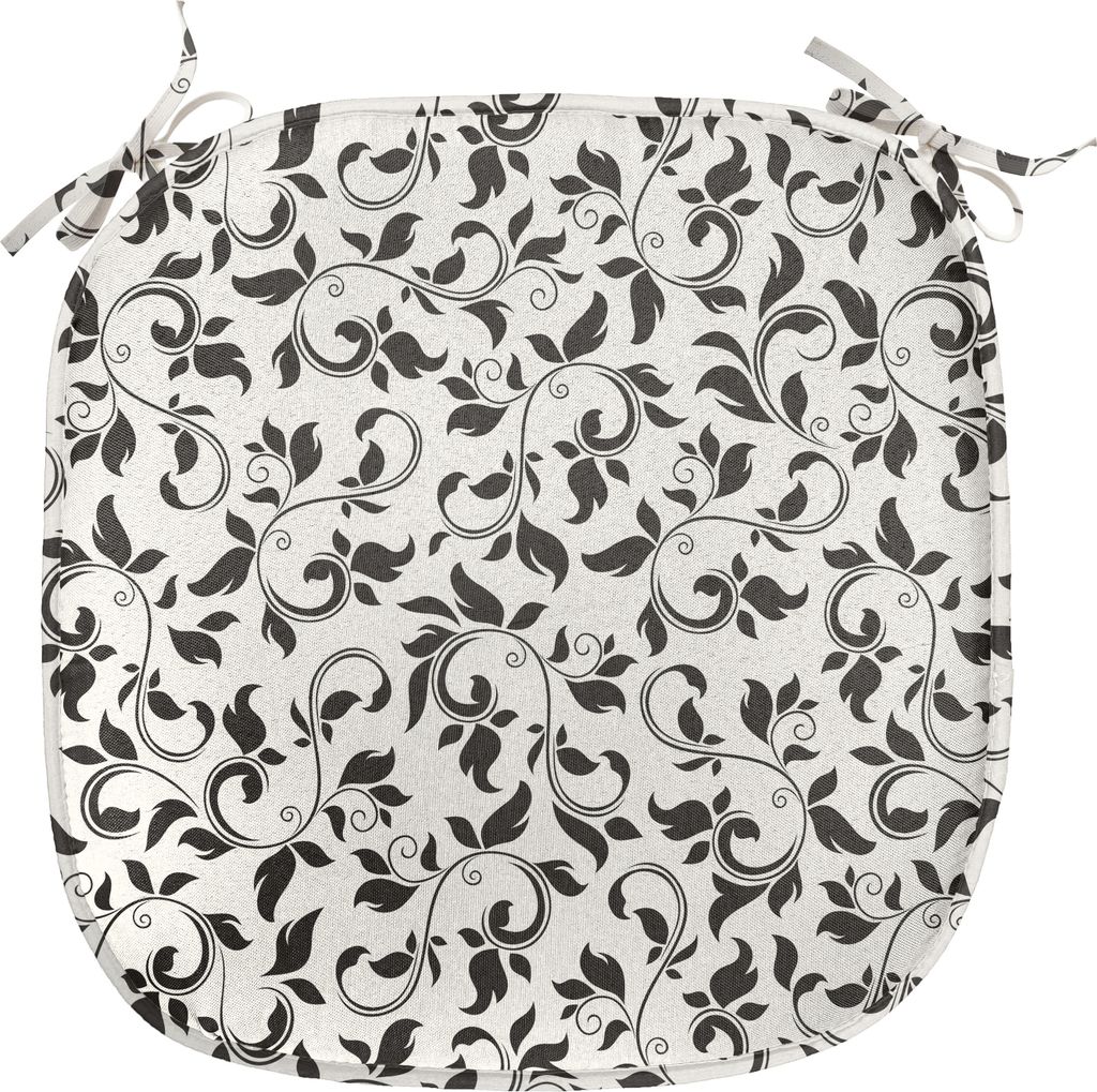 ABAKUHAUS Blatt Polster für Esszimmerstühle, Monochrome Scroll-Muster, Dekoratives wasserfestes Kissen mit Riemen für Küchensitze, 40 cm x 40 c...