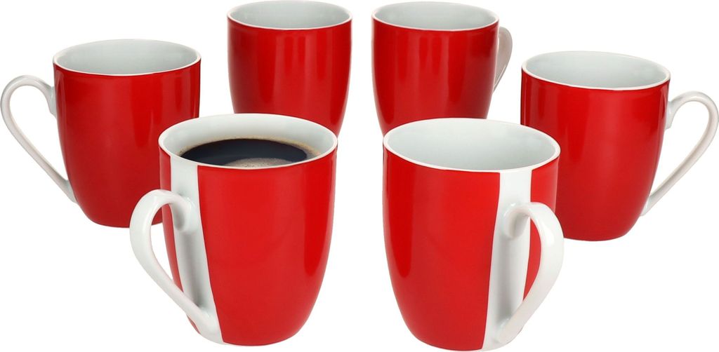 6er Set Variant Rot Suppenteller bunte tiefe Teller Pasta Produktbild 