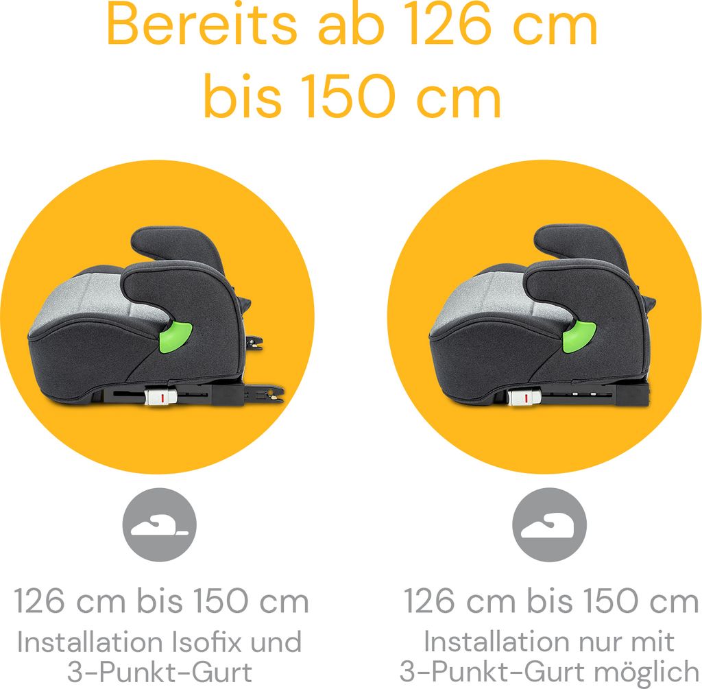 Nania Bubble Fix Sitzerhöhung Mit Isofix – Für Kinder 126-150 Cm (ca. 8-12 Jahre), I-Size R129, Schwarz