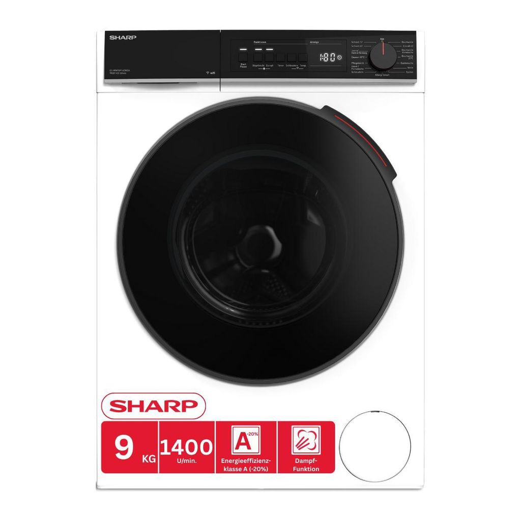 SHARP ES-WNFB914CWDA-DE Waschmaschine (9 kg, EEK A-20%, Produktbild 