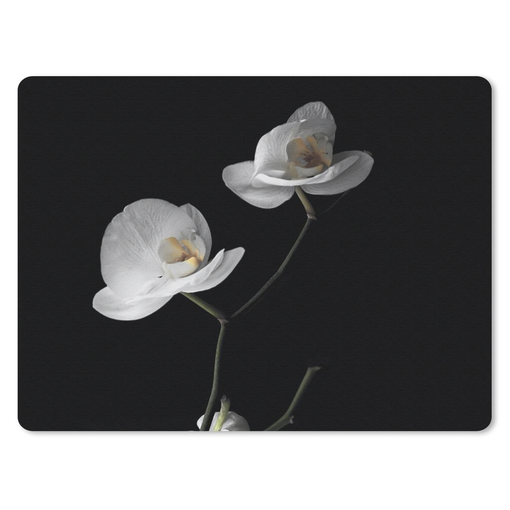 MuchoWow Mauspad Mousepad Orchidee - Blumen - Schwarz - Weiß - Stilleben 40x30 cm - Mousepads - Maus Mat - Pad - Mausunterlage - Anti Rutsch