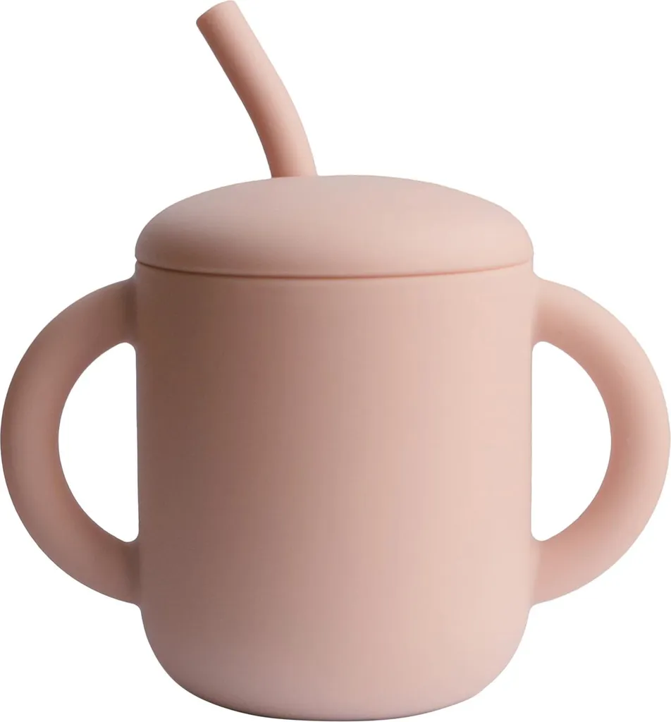 Mushie Tasse d'apprentissage avec paille Blush - Gobelet Bébé 175ml