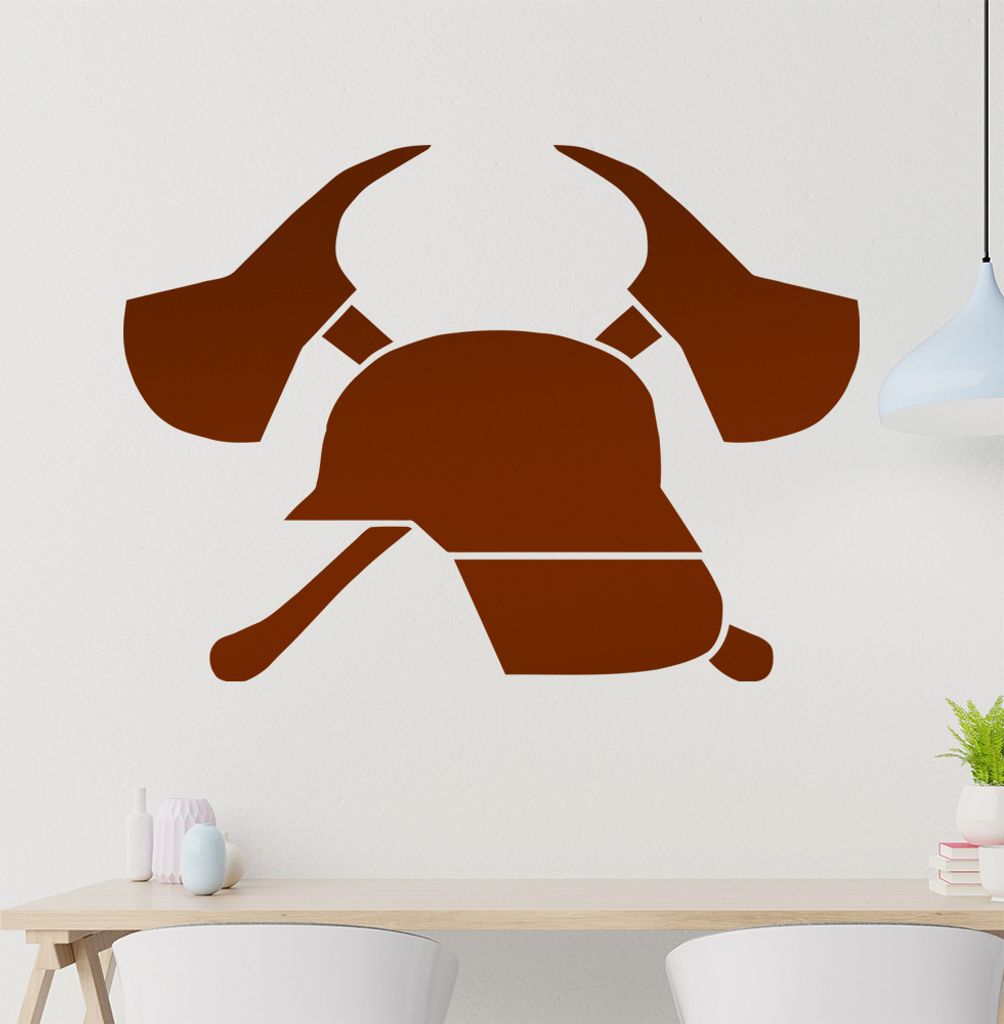 Kiwistar Helm und Äxte Feuerwehr Wandtattoo in 6 Größen - Wandaufkleber Wall Sticker - Dekoration, Küche, Wohnzimmer, Schlafzimmer, Badezimmer