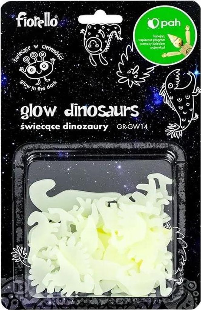 Fluoreszierende Dekorationen DINOSAURIER, Mix, 24 Stk. FIORELLO GR-GW14
