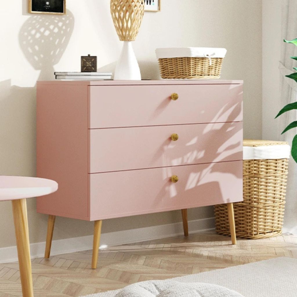 Commode 100cm NATURA Rose Pastel 3 tiroirs Soft-Close Image du produit 