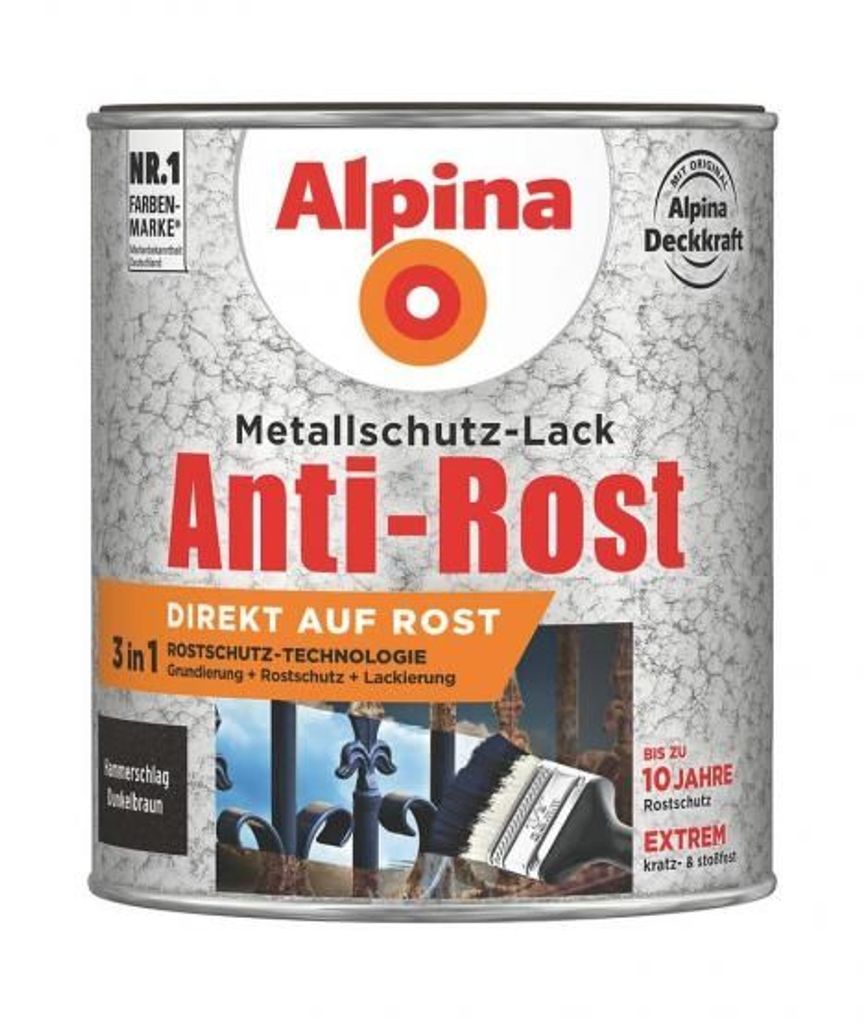 Alpina Metallschutzlack Anti-Rost Hammerschlag Dunkelbraun Produktbild 2