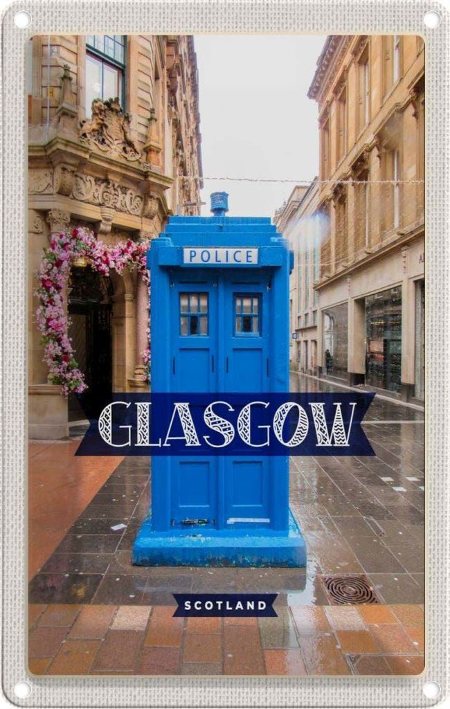 vianmo Blechschild 30x20 cm Glasgow Scotland Hafenstadt Police Bildmotiv Reisemotiv Abenteuer Reisen Urlaub