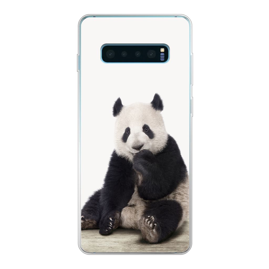 MuchoWow Handyhülle Schutzhülle Hülle für Samsung Galaxy S10 Plus Panda - Tiere - Jungen - Mädchen - Pandabär Silikon Softcase Handy Hülle...
