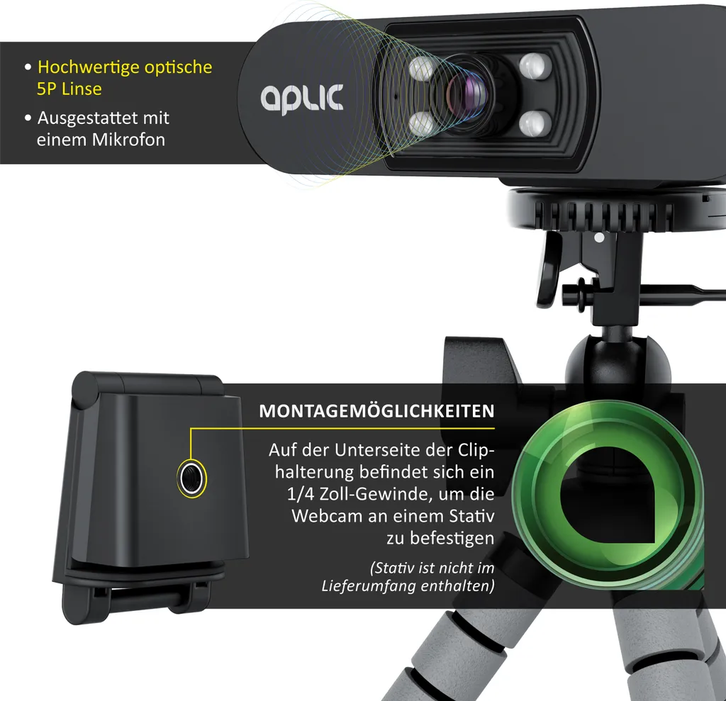 Caméra de visioconférence Aplic Full HD avec éclairage de scène LED - 4