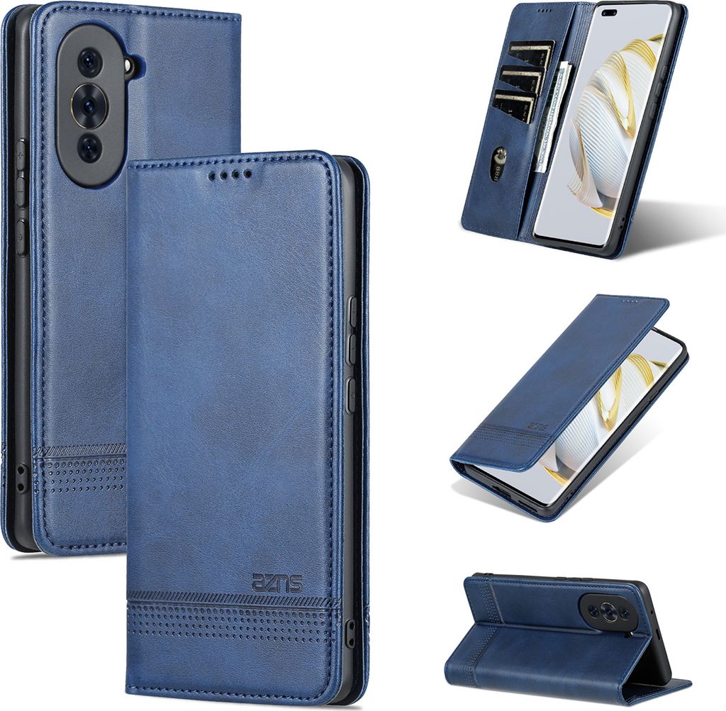 Huawei Nova 10 Leder Hülle, Klapphüllen Brieftasche Magnetverschluss Ständer Schutzhülle für Huawei Nova 10 Blau