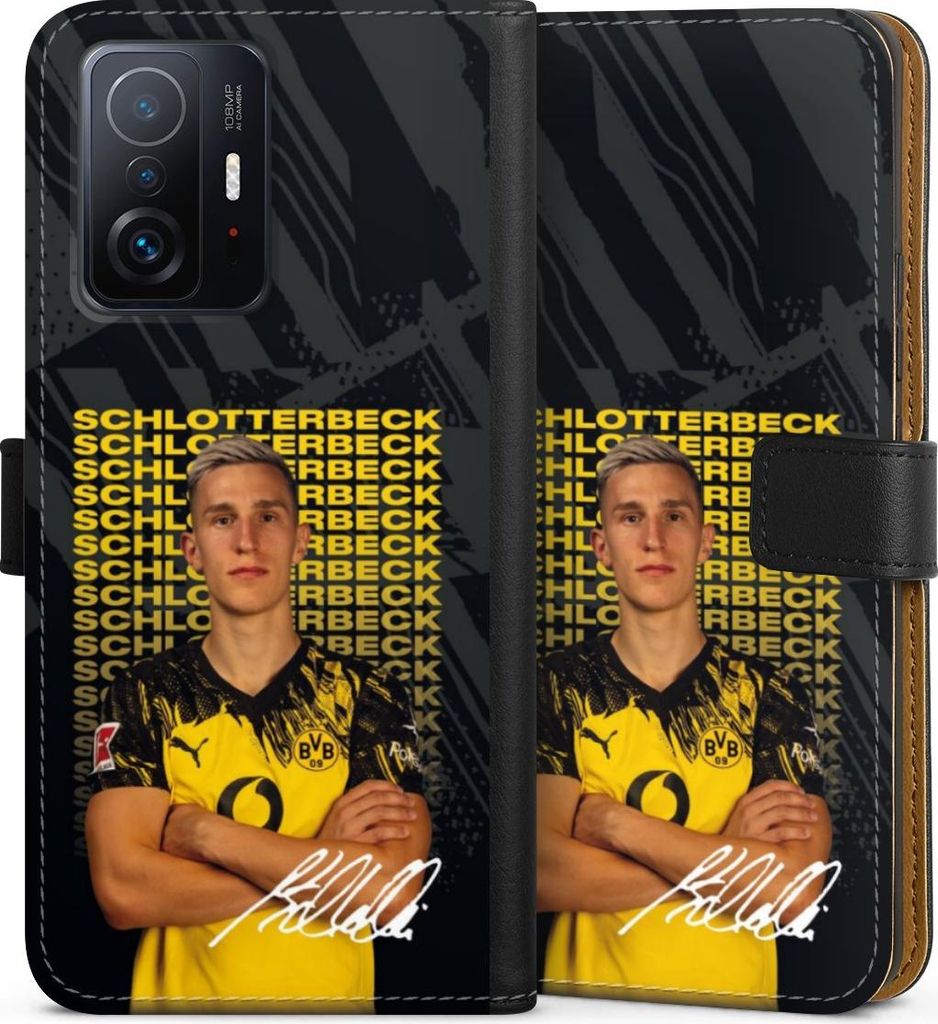 DeinDesign Klapphülle für Xiaomi 11T 5G Handytasche Lederhülle Tasche BVB Borussia Dortmund Nico Schlotterbeck