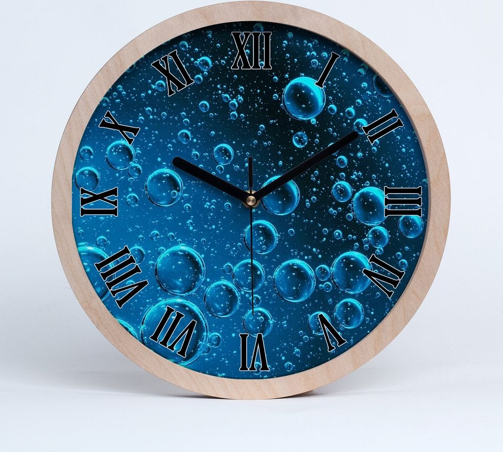 Holzuhr 30fi cm wanduhr - schwarze Spitzen - Blasen unter Wasser