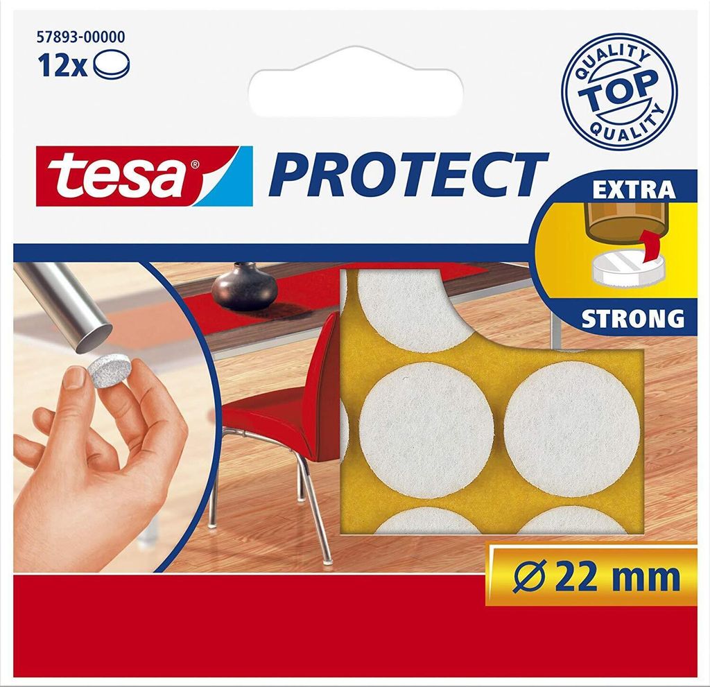 tesa Protect feltro scivoli rotondi 22mm bianco 12pz. Immagine del prodotto 