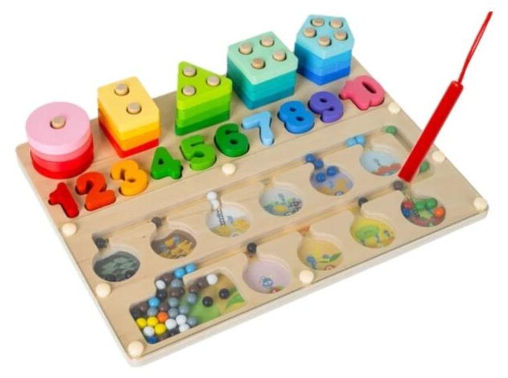 Kruzzel 26509 Multifunktionales Holz-Steckspiel für Kinder 3-in-1