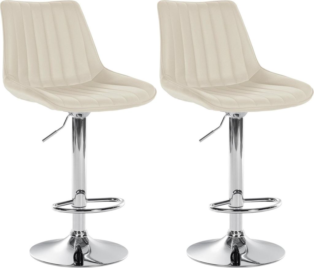 2er Set Barhocker Toni Kunstleder chrom - creme Produktbild 