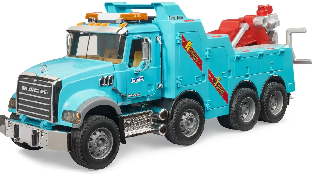 Camion de Dépannage Mack Granite Bruder avec Grue de Levage et Sons