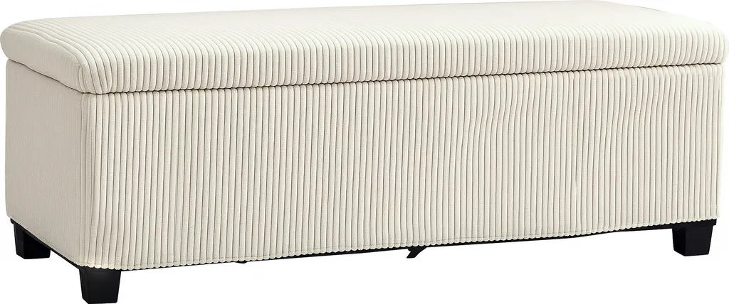 Banc d'Entrée avec Rangement Chaussures Beige en Velours - 112 cm