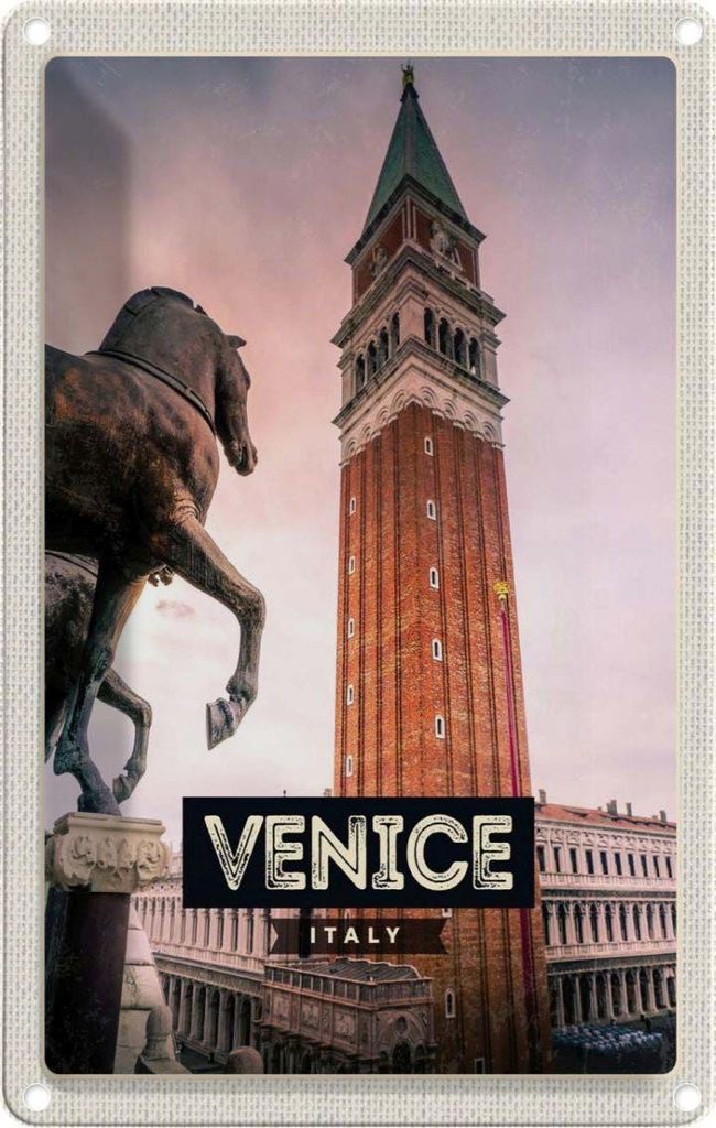 vianmo Blechschild 30x20 cm Venice Italy Italien Pferd Bildmotiv Reisemotiv Abenteuer Reisen Urlaub